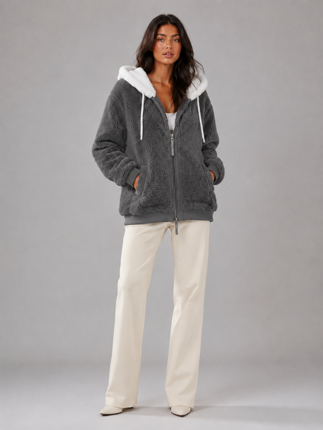 Women's Fleece Hooded Zip-Up Jacket