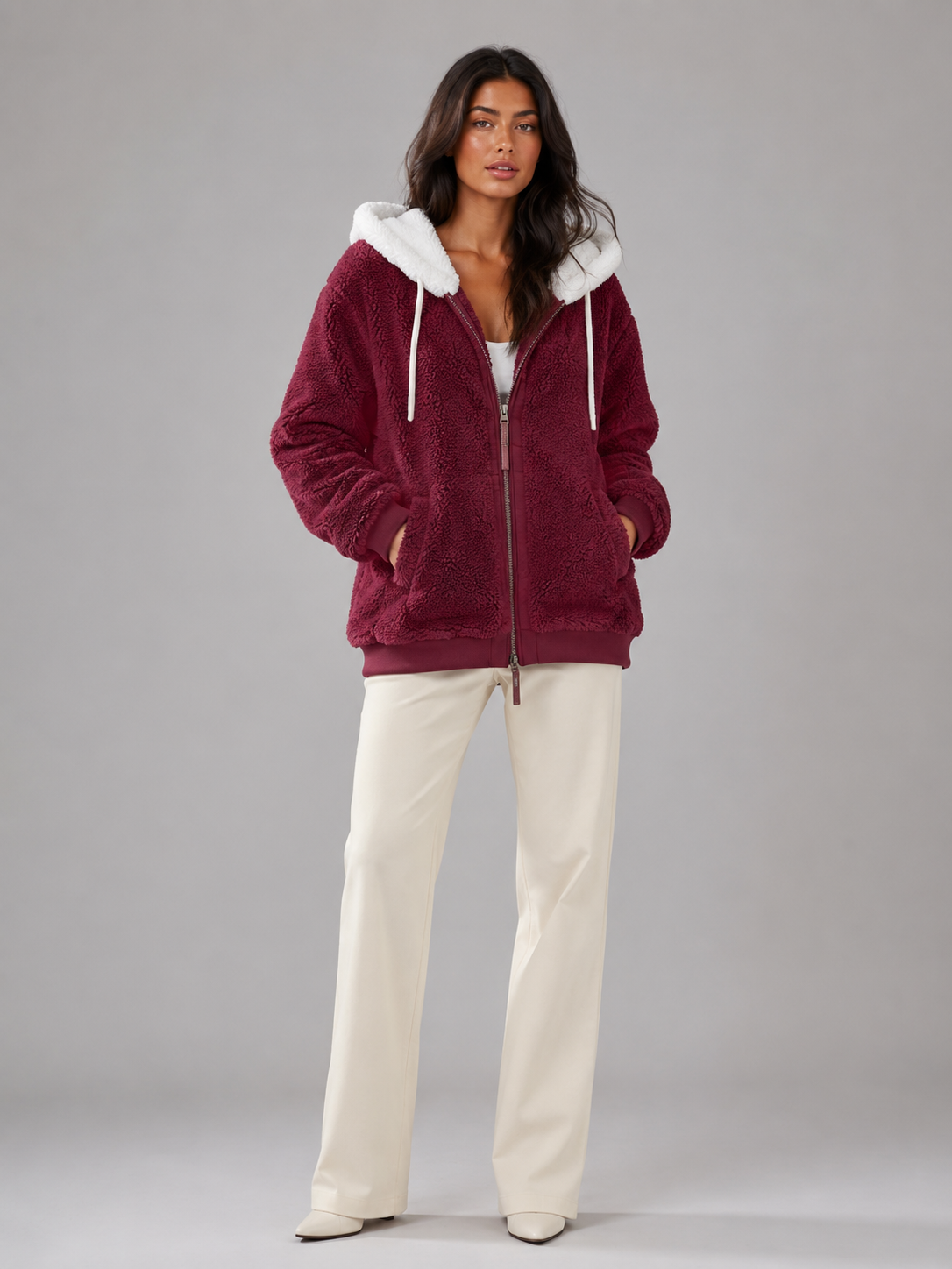 Women's Fleece Hooded Zip-Up Jacket