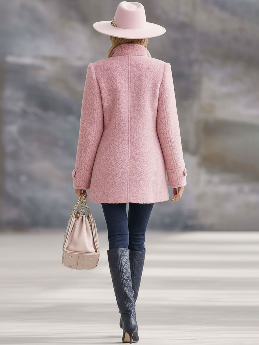 Women's Fleece Jacket with Zip Front and Stand Collar