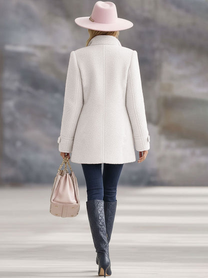 Women's Fleece Jacket with Zip Front and Stand Collar