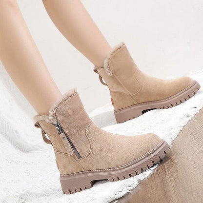 Women's Fleece Lined Faux Suede Platform Ankle Boots