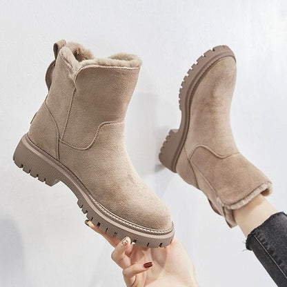 Women's Fleece Lined Faux Suede Platform Ankle Boots