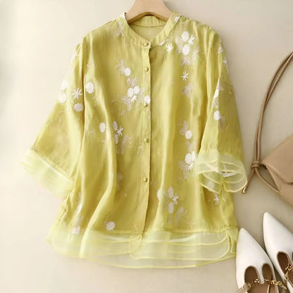 Women's Floral Embroidered Cotton Top