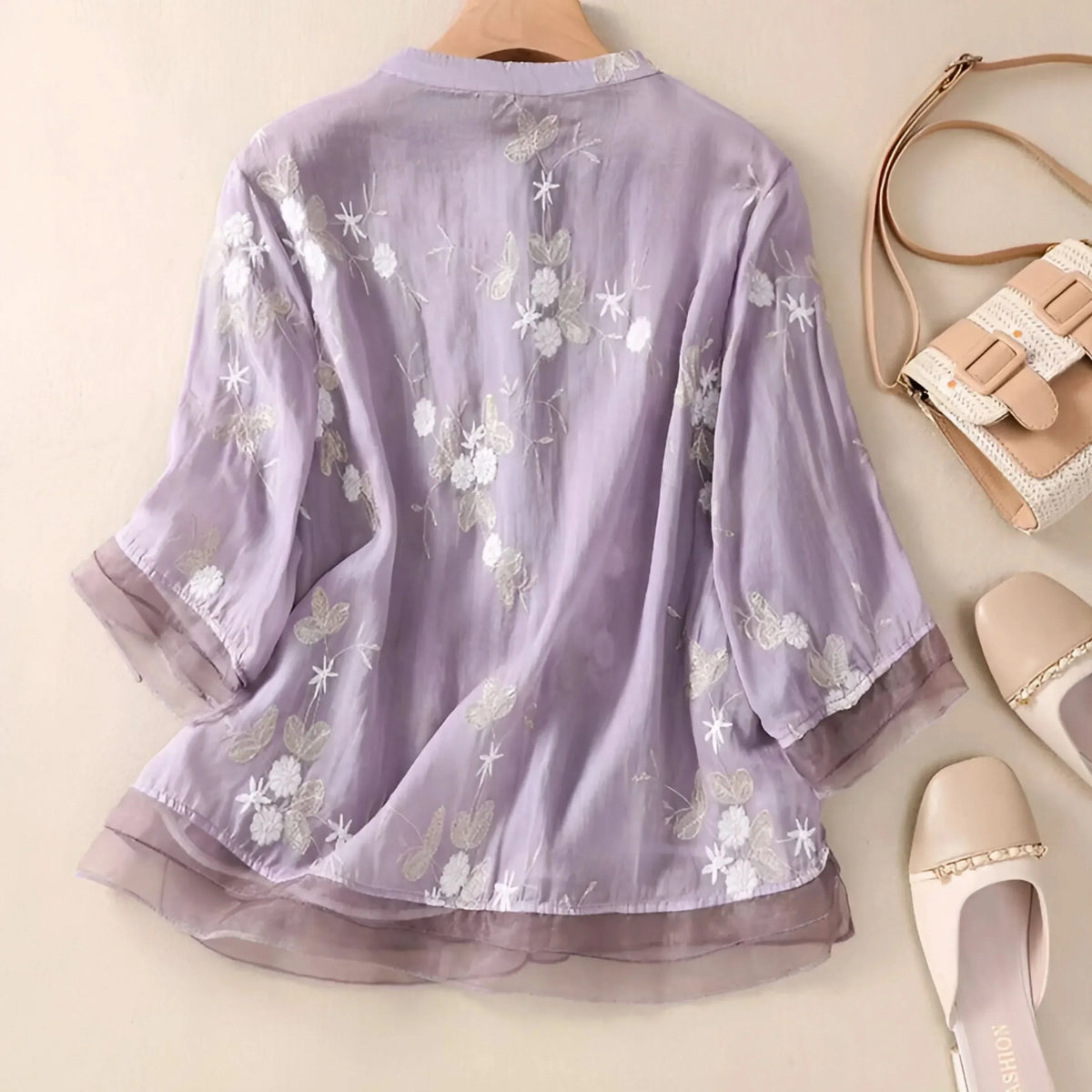 Women's Floral Embroidered Cotton Top