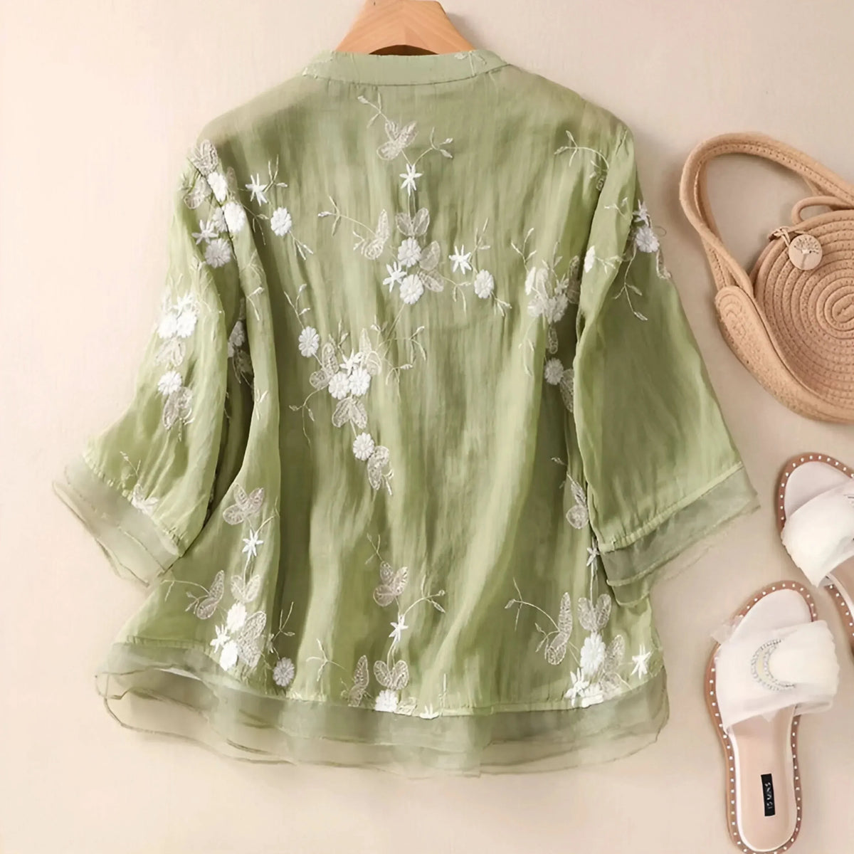 Women's Floral Embroidered Cotton Top