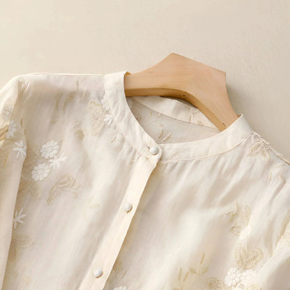 Women's Floral Embroidered Cotton Top