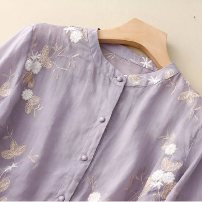 Women's Floral Embroidered Cotton Top