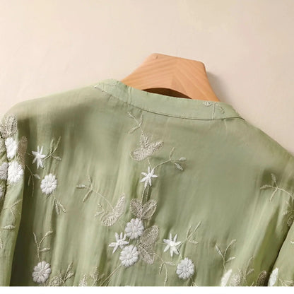 Women's Floral Embroidered Cotton Top