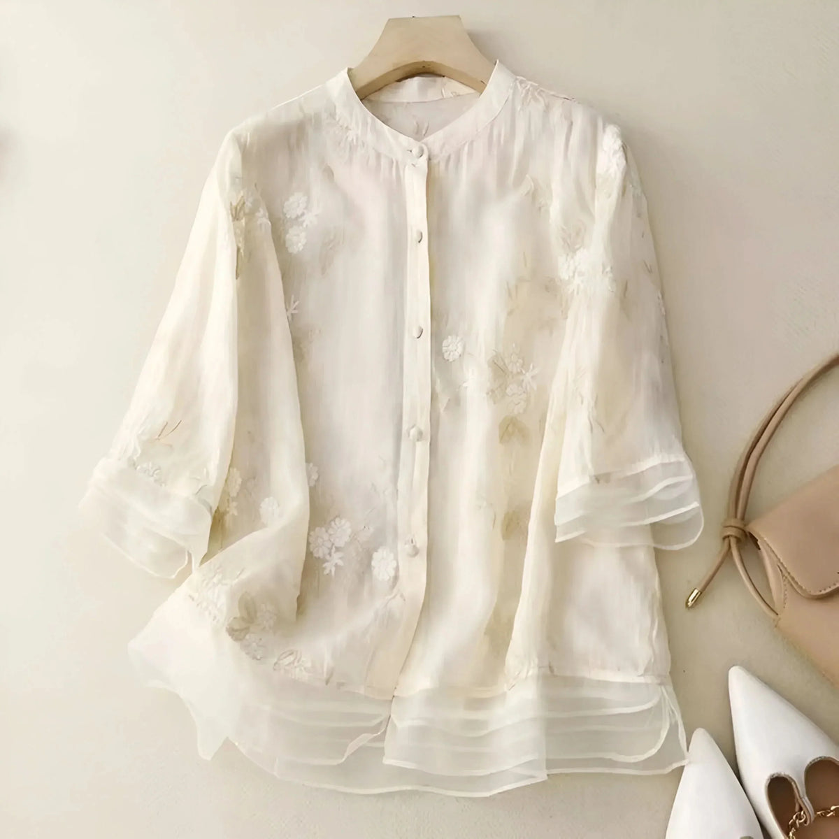 Women's Floral Embroidered Cotton Top