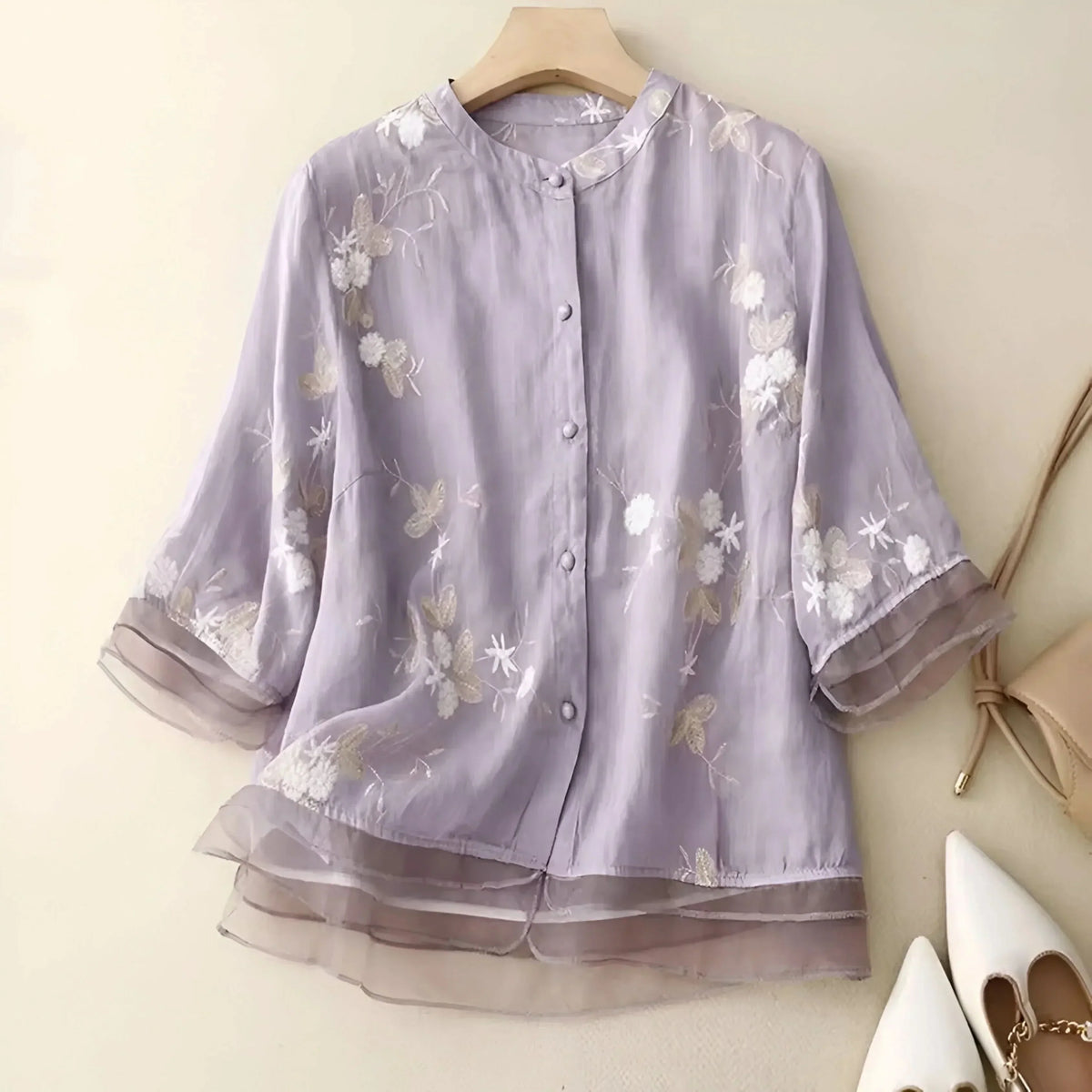 Women's Floral Embroidered Cotton Top