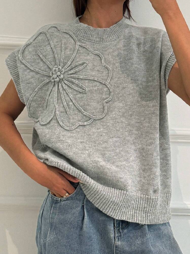 Women's Floral Knit Short Sleeve Jumper