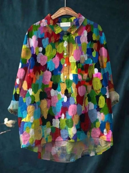 Women's Floral Print Relaxed Linen Shirt