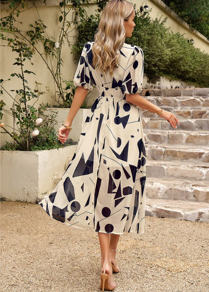 Women's Floral Smocked Waist Midi Dress