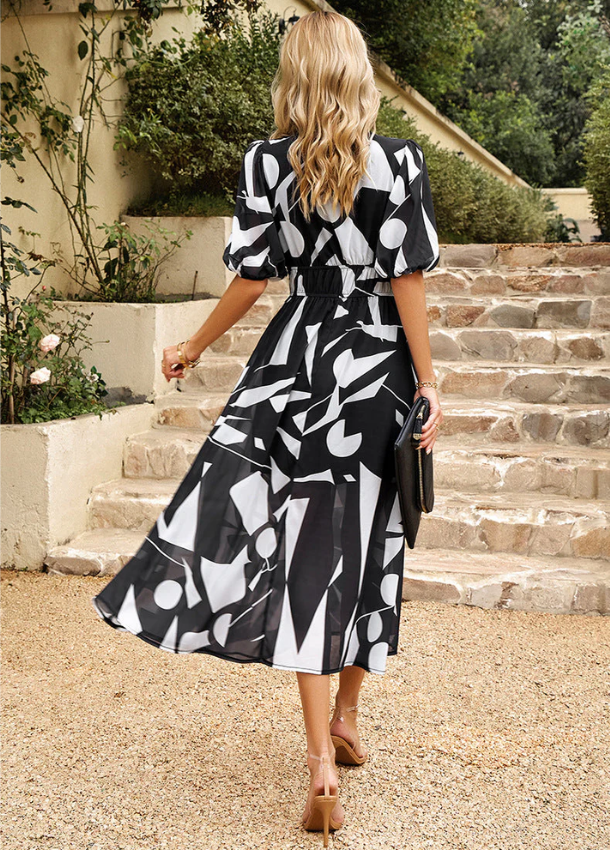 Women's Floral Smocked Waist Midi Dress
