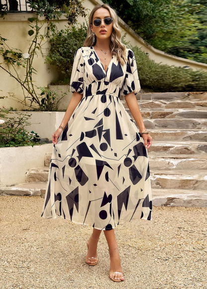 Women's Floral Smocked Waist Midi Dress