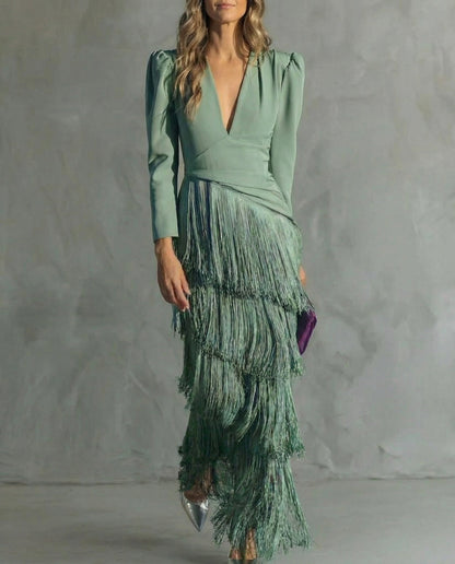 Women's Fringe Sleeve Midi Dress