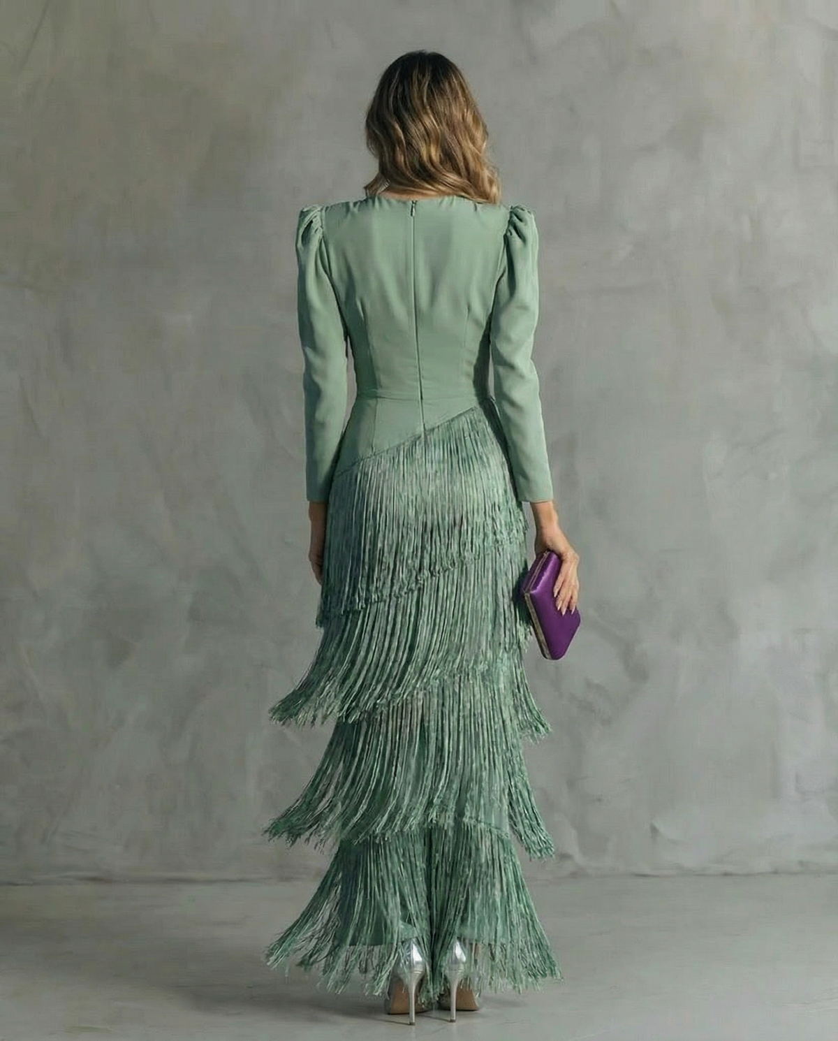 Women's Fringe Sleeve Midi Dress
