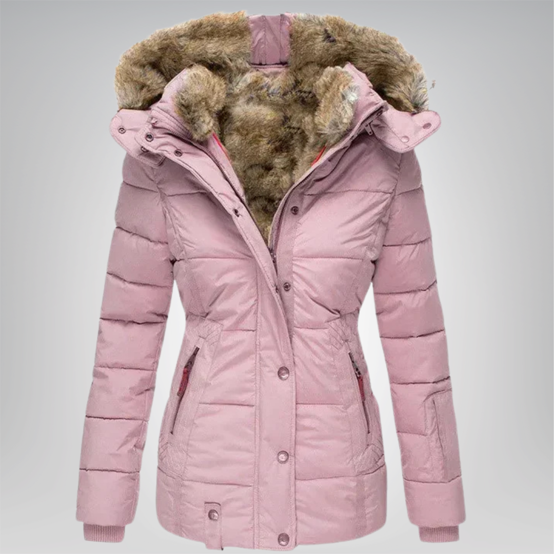 Women's Fur-Trim Hooded Quilted Winter Coat