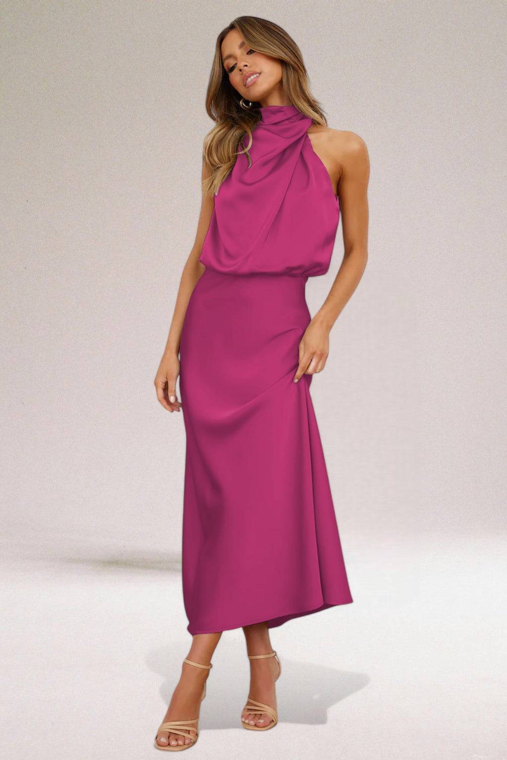 Women's Glamorous Halter Neck Evening Maxi Dress