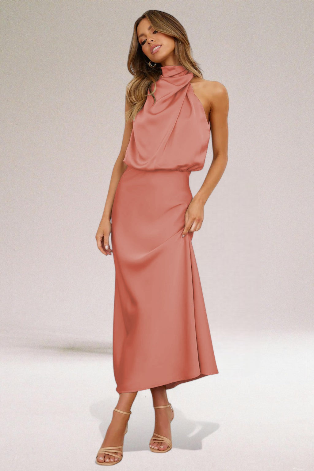 Women's Glamorous Halter Neck Evening Maxi Dress