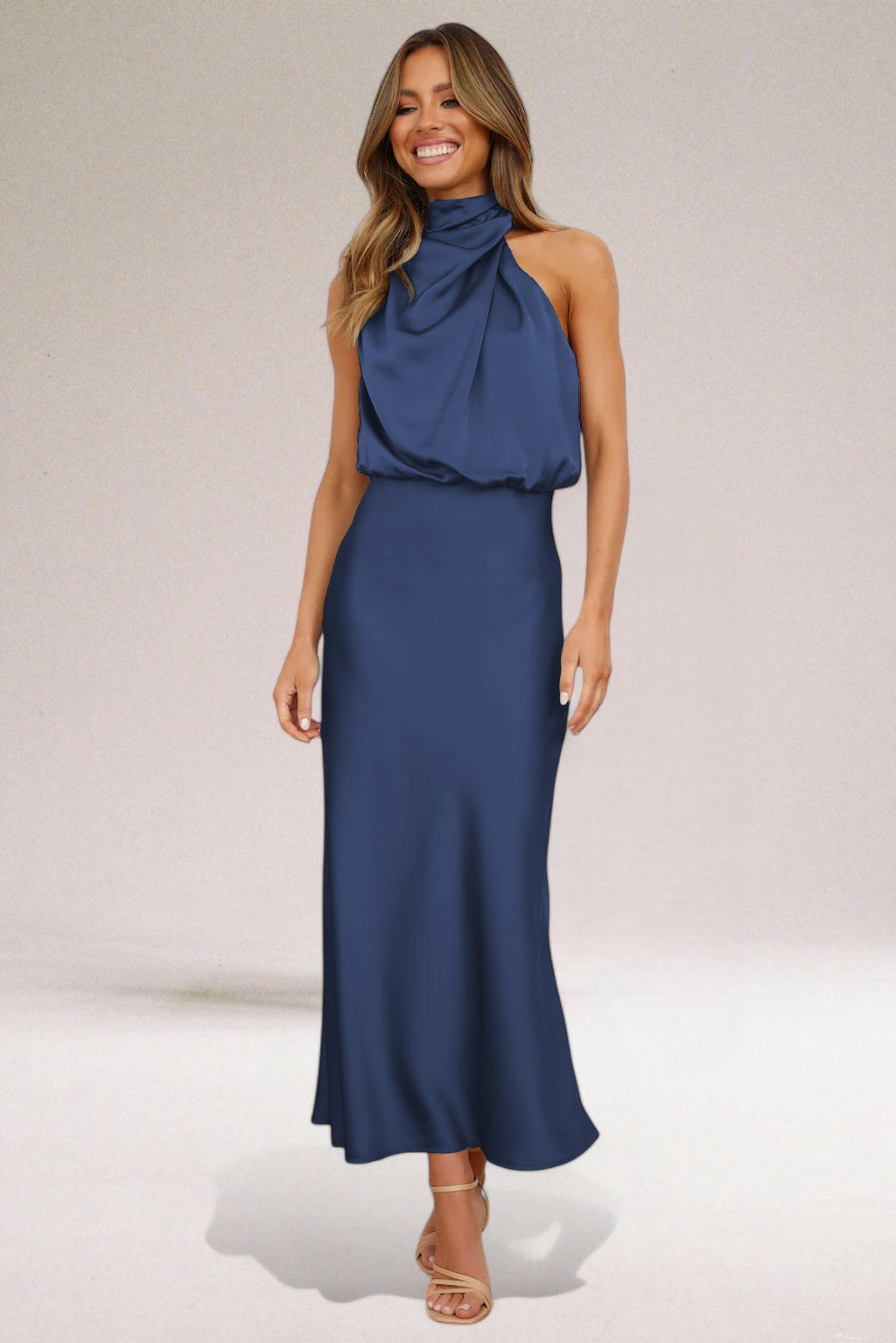 Women's Glamorous Halter Neck Evening Maxi Dress