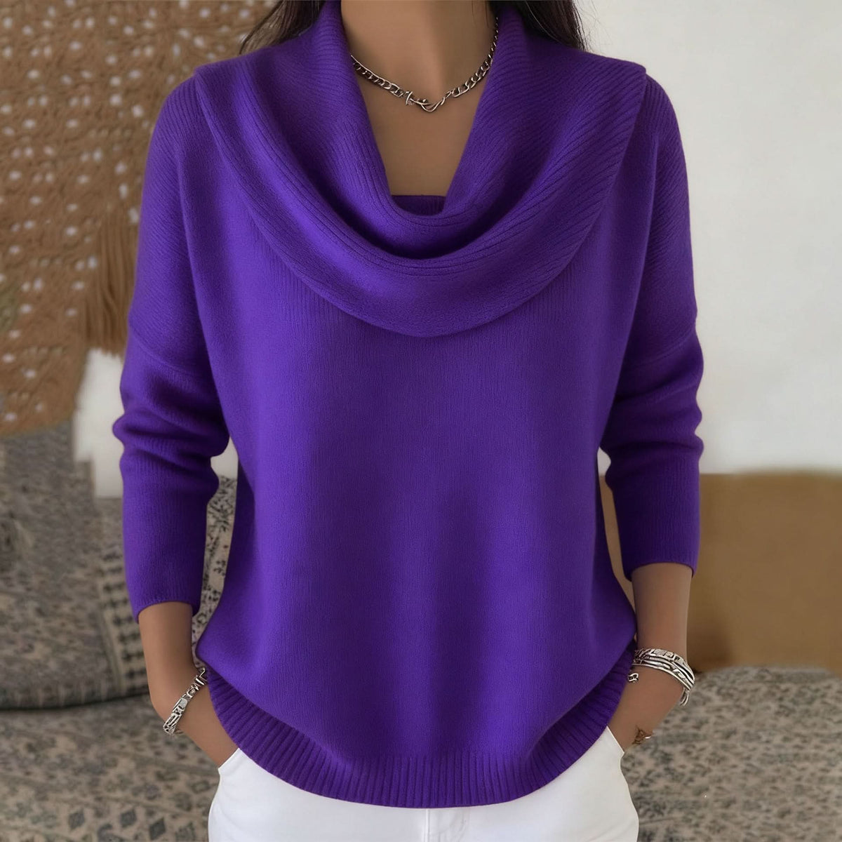 Women's Graceful Collar Knit Sweater