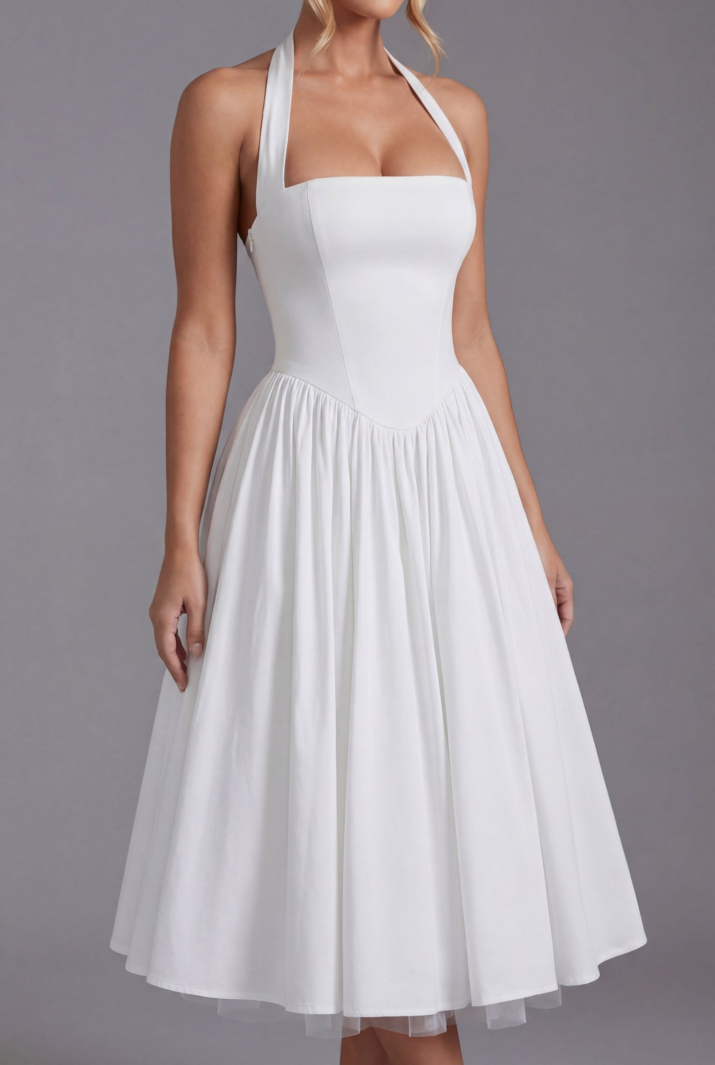 Women's Halter Neck A Line Midi Dress