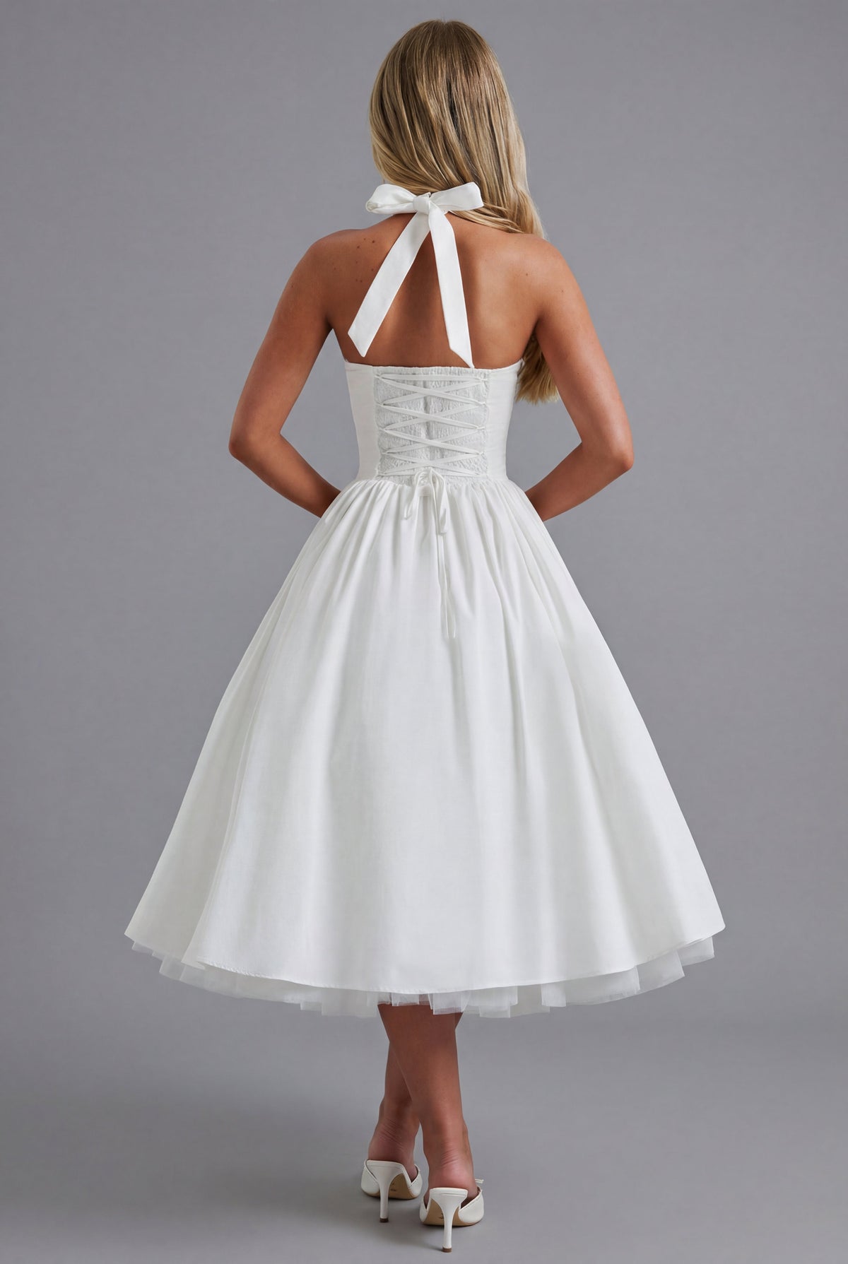 Women's Halter Neck A Line Midi Dress