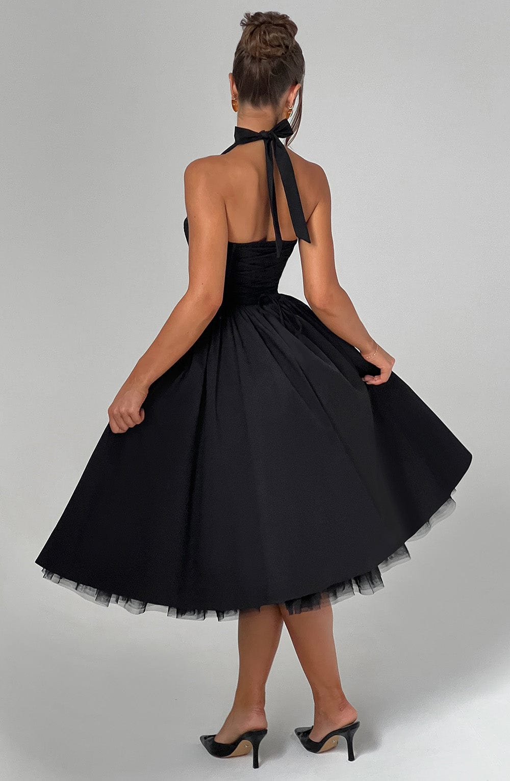 Women's Halter Neck A Line Midi Dress