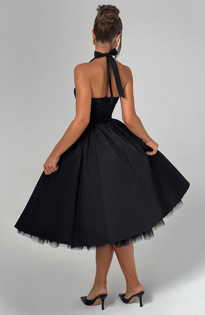 Women's Halter Neck A Line Midi Dress
