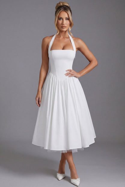 Women's Halter Neck A Line Midi Dress