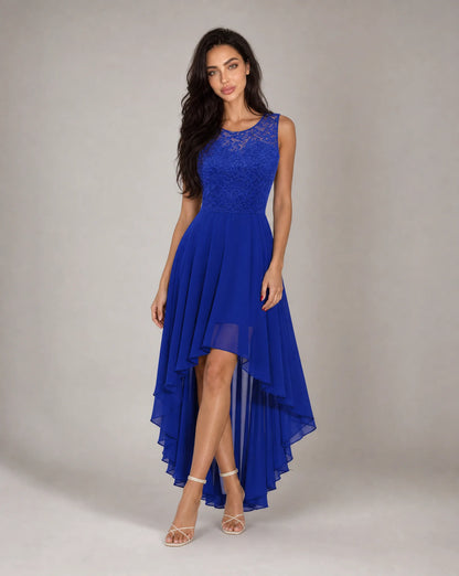Women's blue high low evening dress by ILYNORA