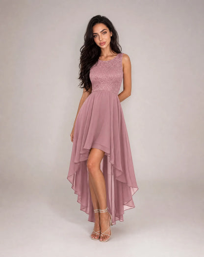 Women's dark pink high low evening dress by ILYNORA