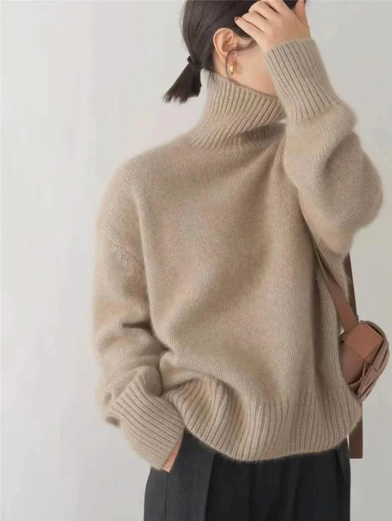 Women's High-Neck Luxury Knit Sweater