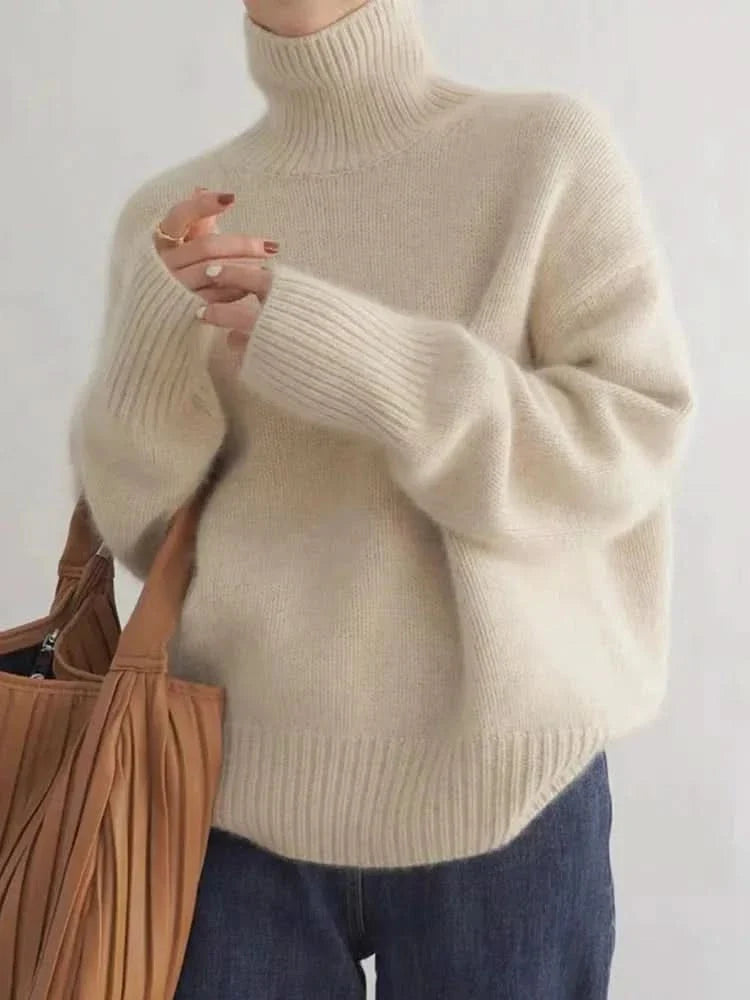 Women's High-Neck Luxury Knit Sweater