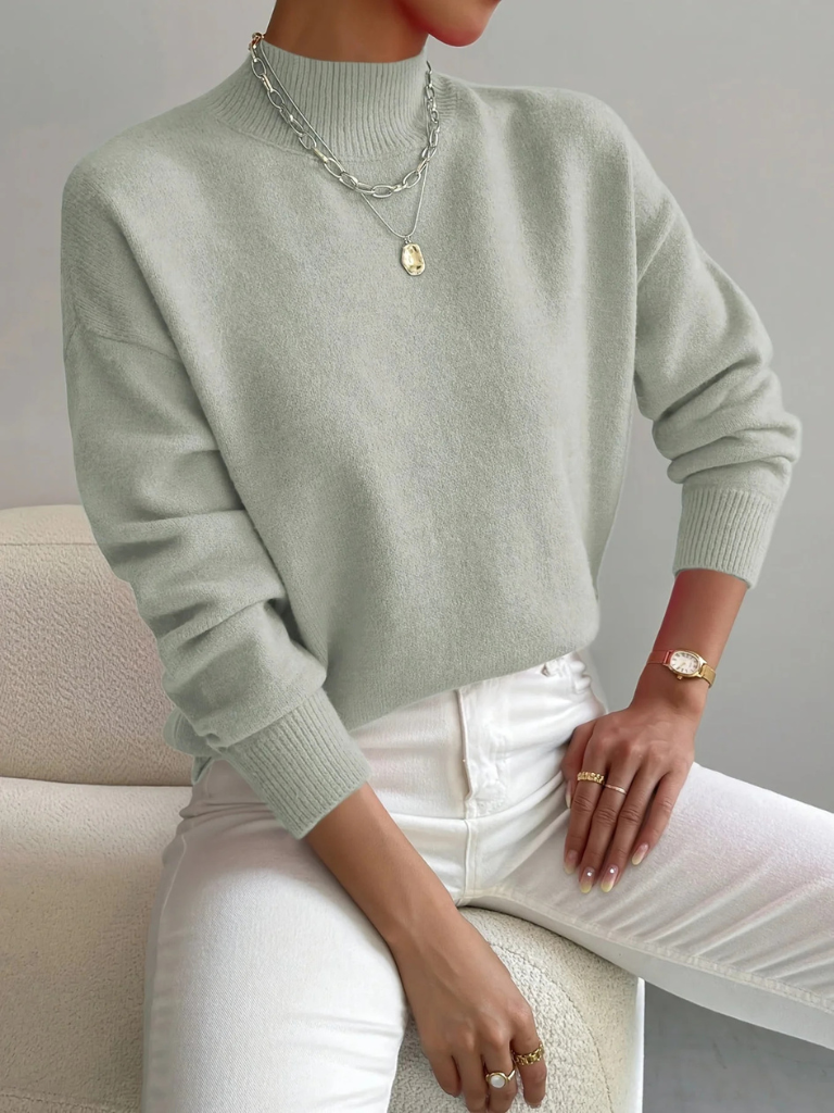 Women's High Neck Ribbed Knit Sweater