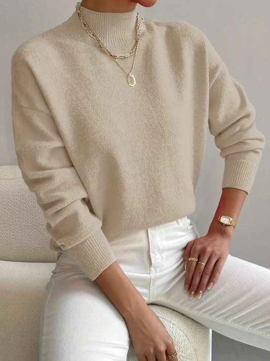 Women's High Neck Ribbed Knit Sweater