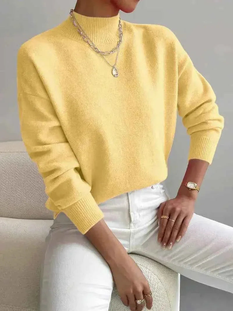 Women's High Neck Ribbed Knit Sweater
