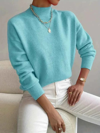 Women's High Neck Ribbed Knit Sweater