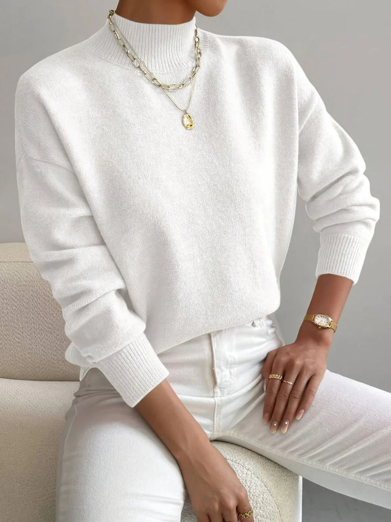 Women's High Neck Ribbed Knit Sweater