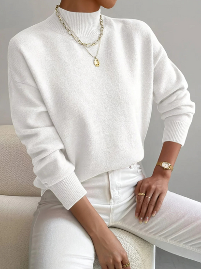 Women's High Neck Ribbed Knit Sweater
