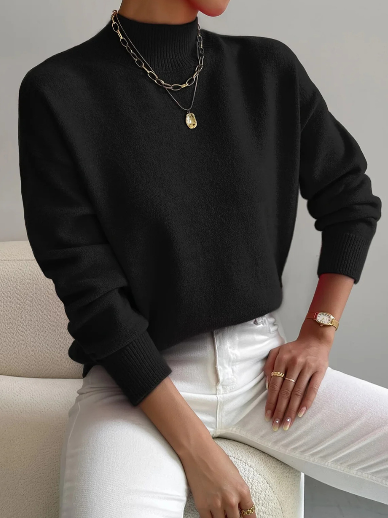Women's High Neck Ribbed Knit Sweater