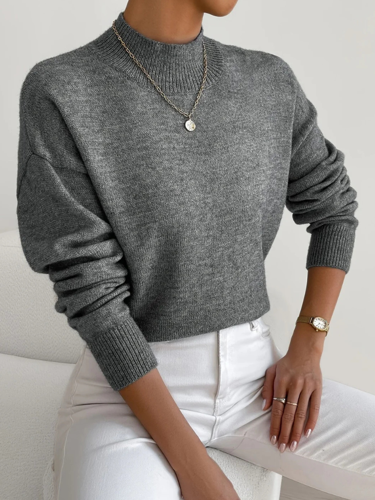 Women's High Neck Ribbed Knit Sweater