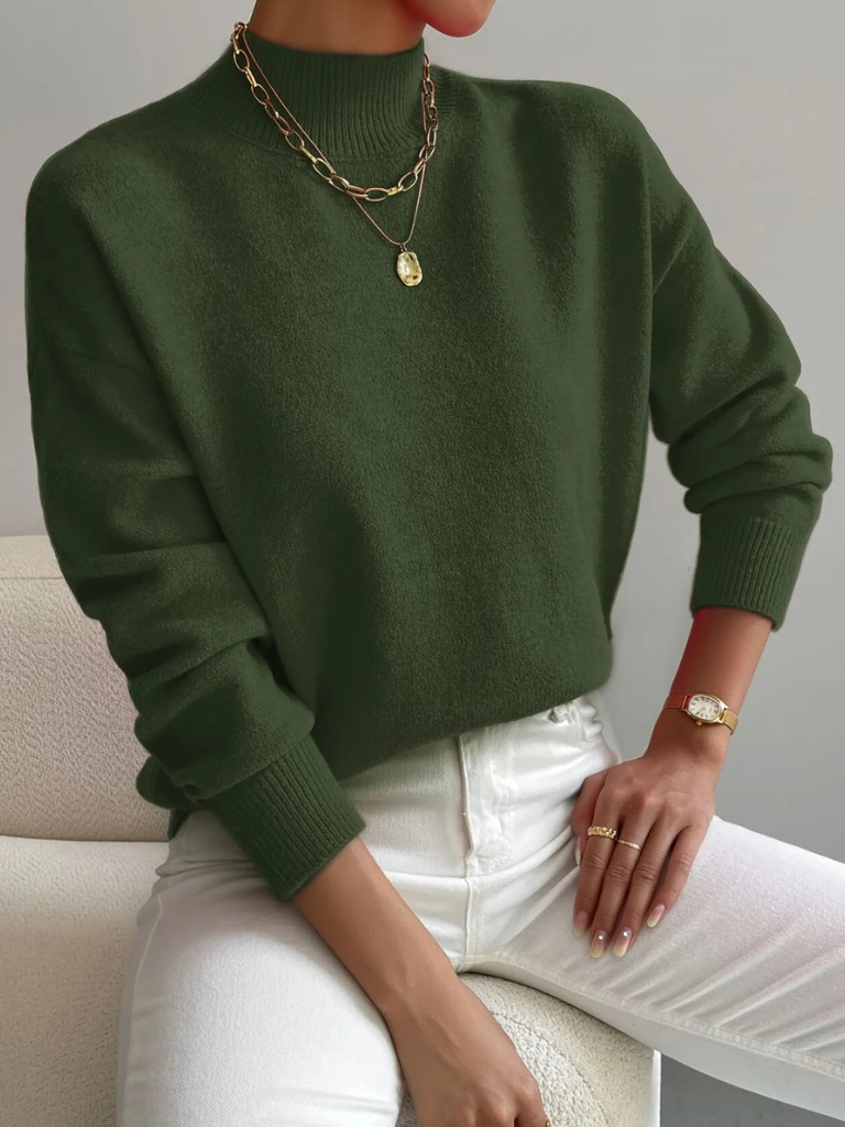 Women's High Neck Ribbed Knit Sweater
