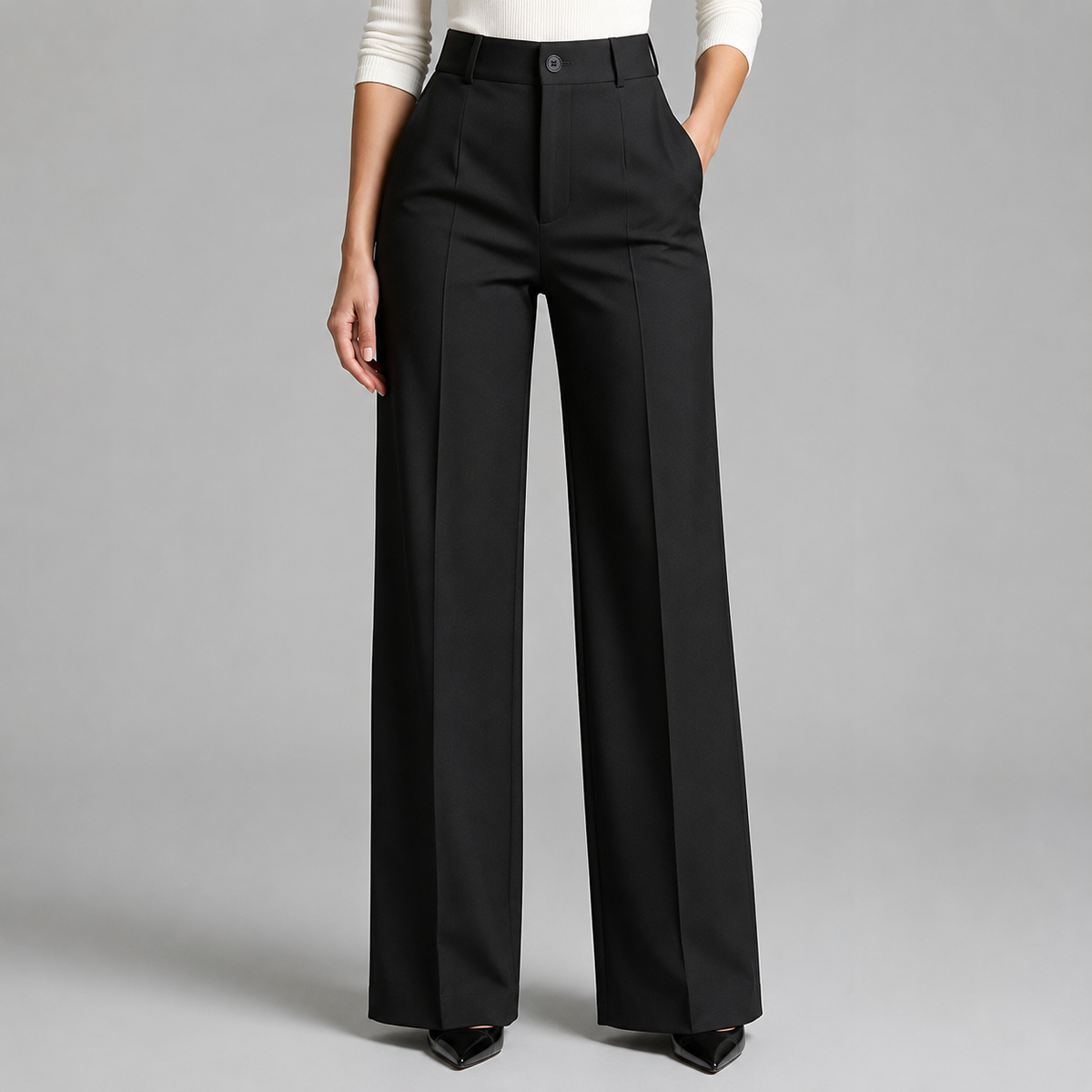 Women's High Waisted Straight Leg Tailored Trousers