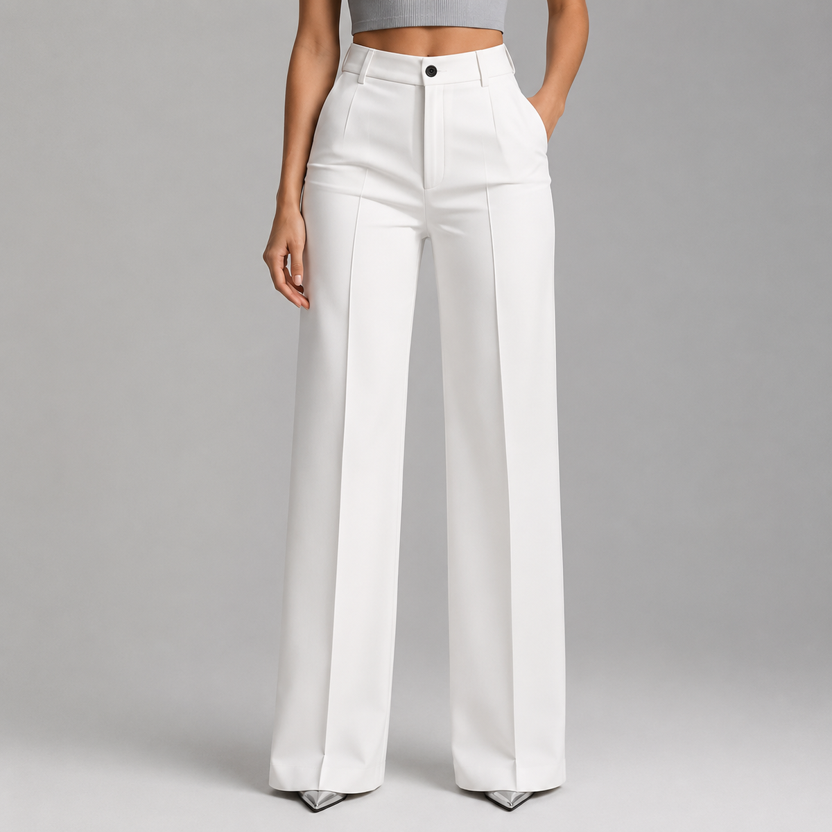 Women's High Waisted Straight Leg Tailored Trousers