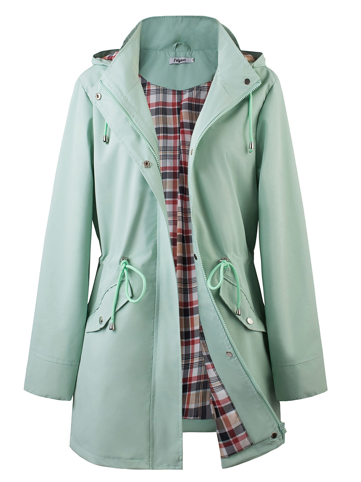 Women's Hooded Anorak Parka with Drawstring Waist and Zip Front