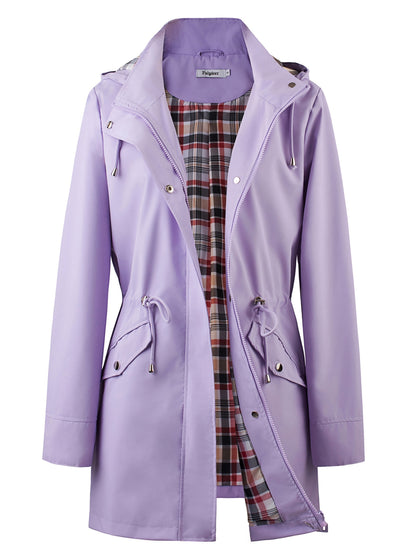 Women's Hooded Anorak Parka with Drawstring Waist and Zip Front