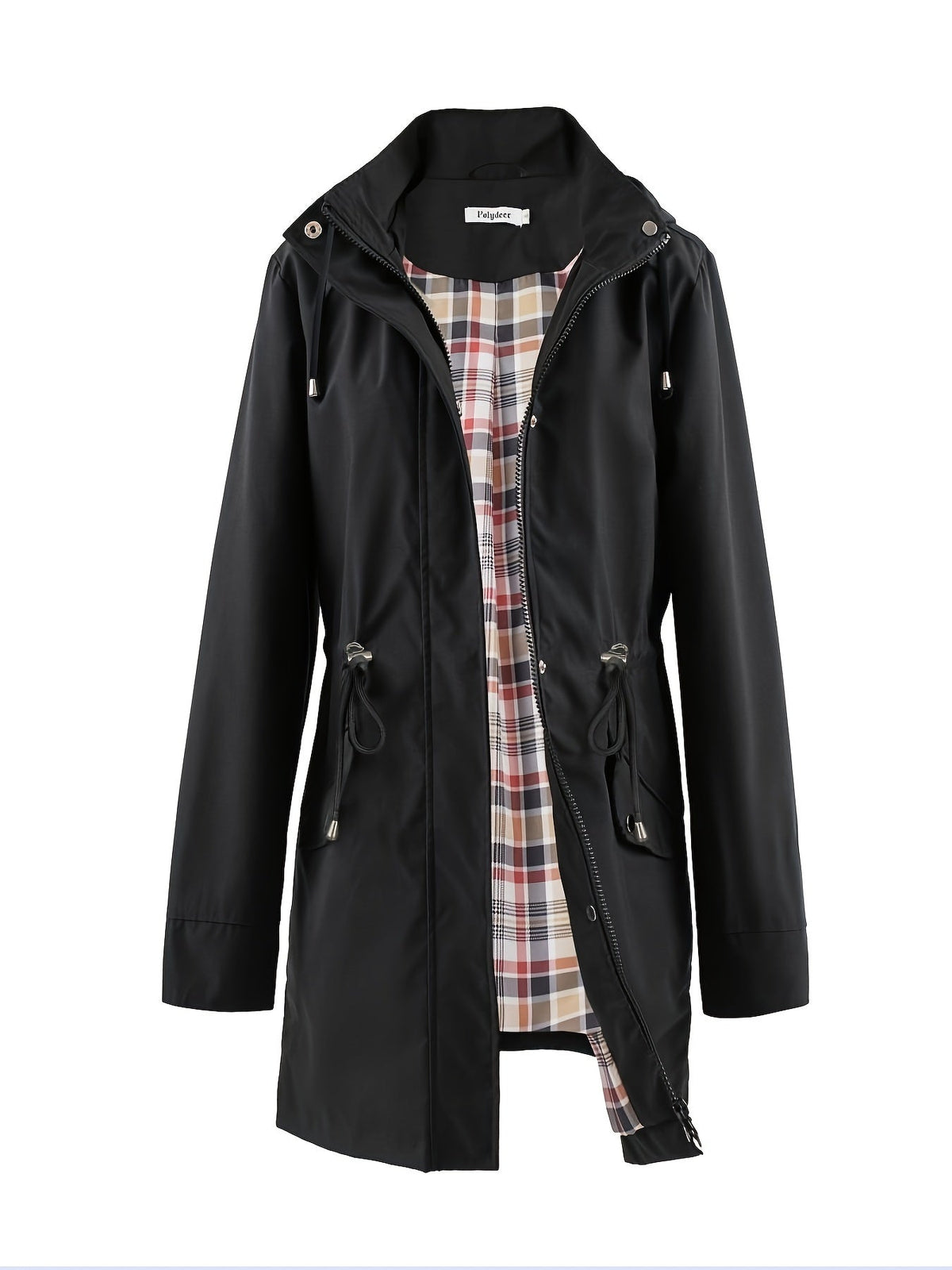 Women's Hooded Anorak Parka with Drawstring Waist and Zip Front