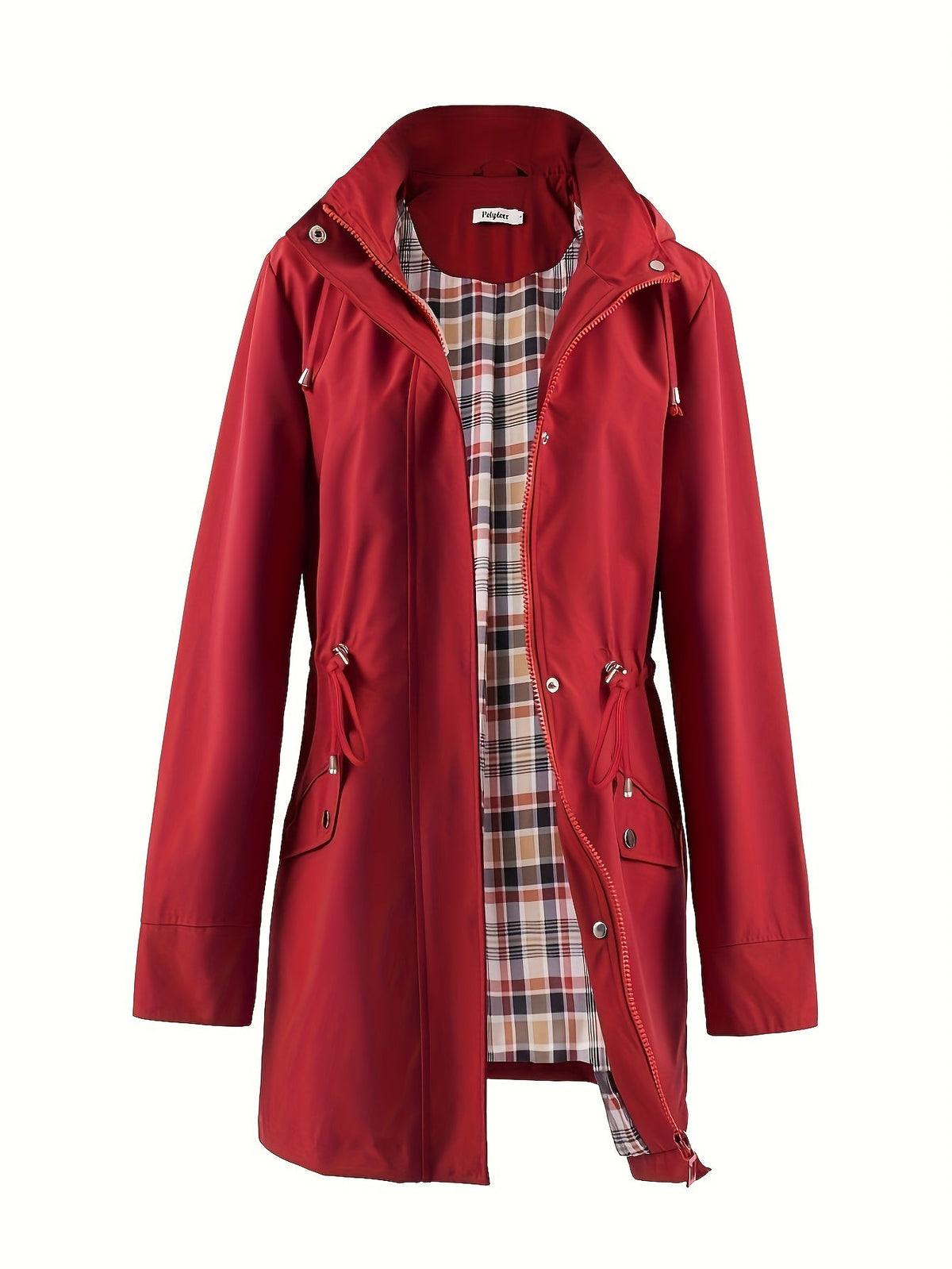 Women's Hooded Anorak Parka with Drawstring Waist and Zip Front